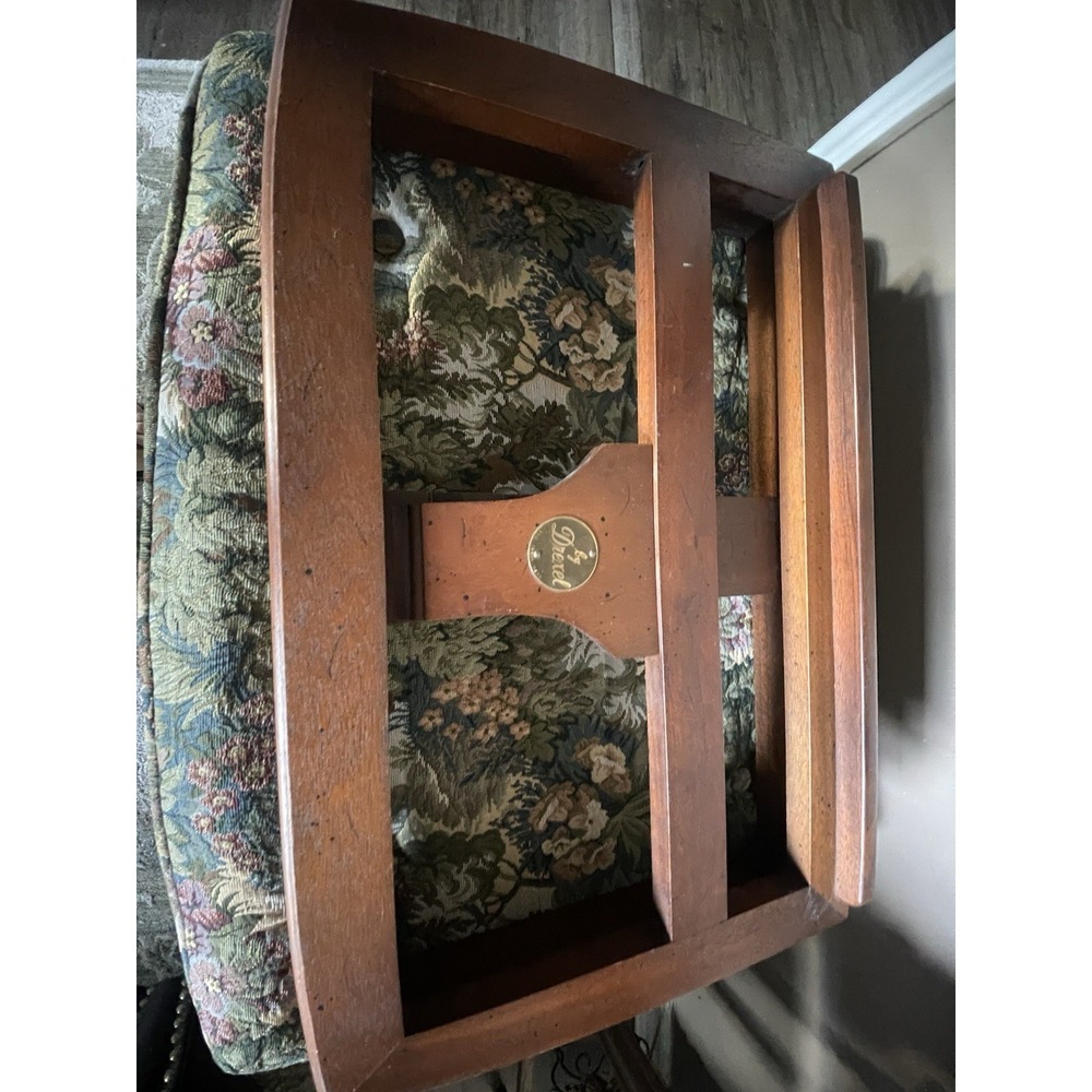 Drexel Brown Wood Adjustable Book Stand Tray Top w/ "by Drexel" Medallion - Picture 2 of 3